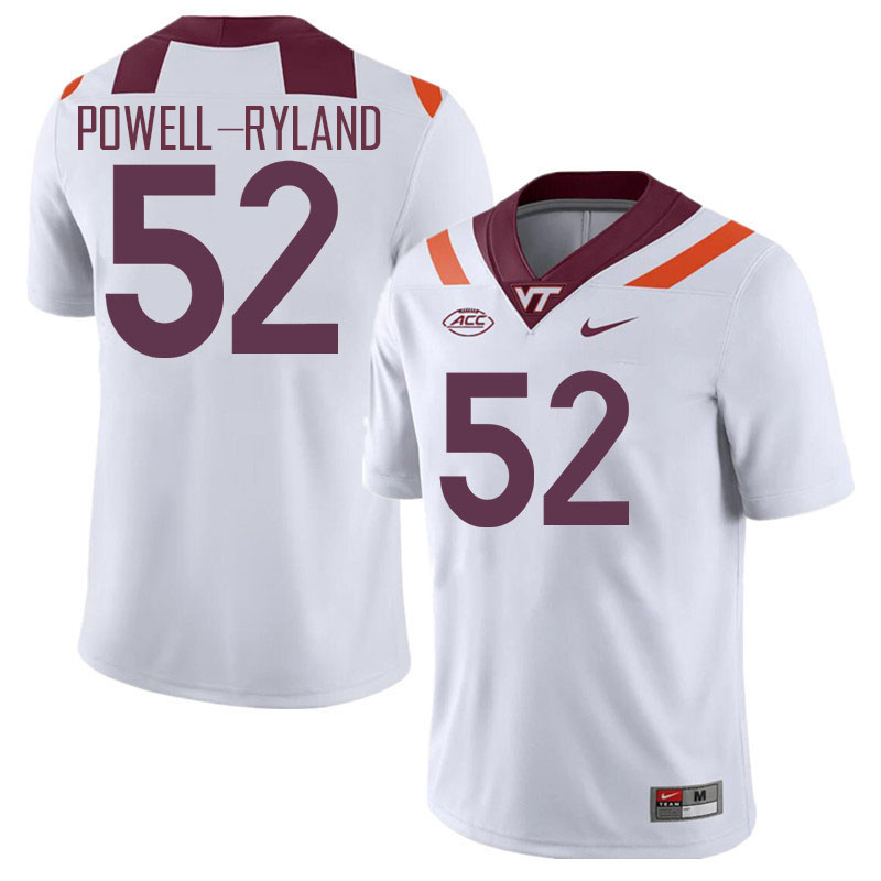 Men #52 Antwaun Powell-Ryland Virginia Tech Hokies College Football Jerseys Stitched Sale-White
